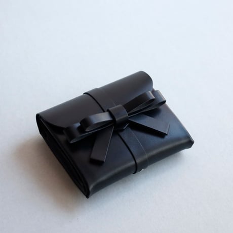 [sou series] リボン ショートウォレット 黒/ ribbon short wallet black