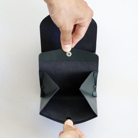 [ ori series] 折りショートウォレット＃ダークグリーン / ori short wallet #D.green