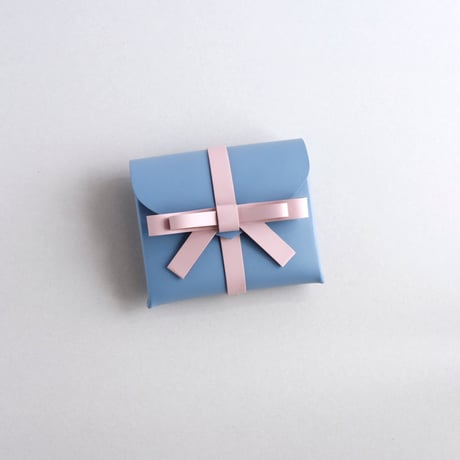 [sou series]  リボン ショートウォレット グレイブルーｘピンク/ ribbon short wallet gray blue x pink