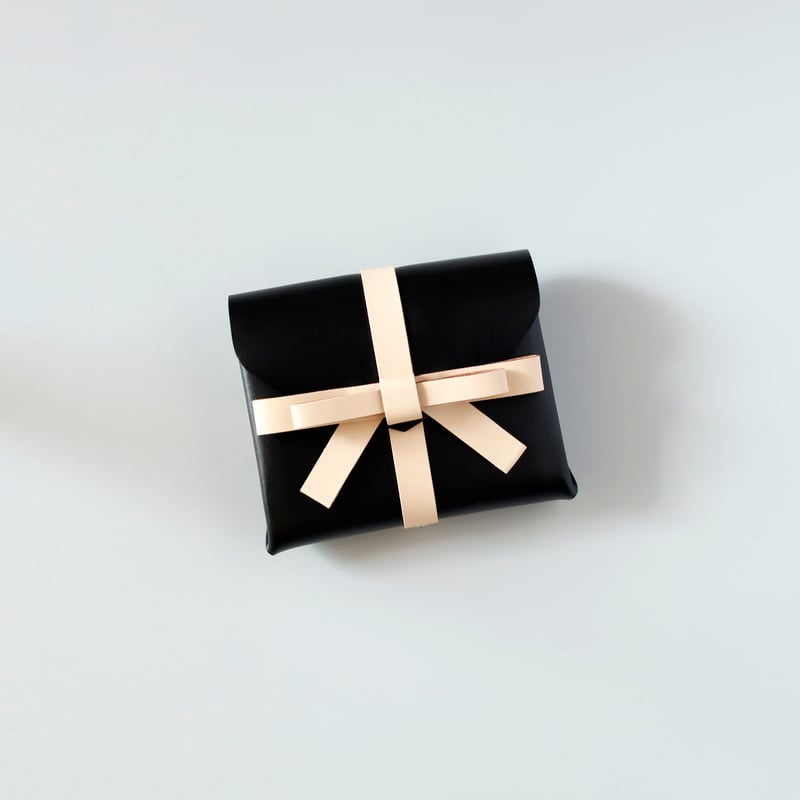 Archi build products リボンショートウォレット sou series] リボン ショートウォレット 黒xベージュ/ ribbon