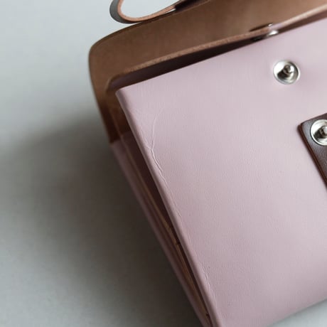 [archive] シワあり リボン ショートウォレット ピンクxブラウン / ribbon short wallet pink x brown