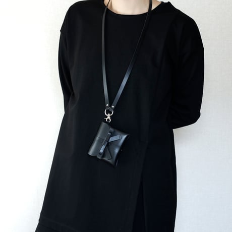 [ sou series] リボン ストラップケース #黒 / ribbon strap case #black