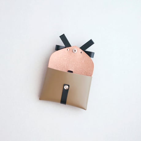 [archive] シワ・スジあり リボンカードケース＃オリーブxD.グリーン / ribbon card case #olive x D.green