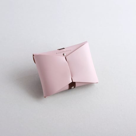 [ sou series] リボンカードケース＃ピンクxブラウン / ribbon card case #pink x brown