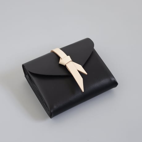 [ ori series] 折りショートウォレット＃黒xベージュ / ori short wallet #black x beige