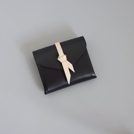 [ ori series] 折りショートウォレット＃黒xベージュ / ori short wallet #black x beige