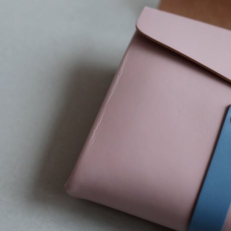 [archive]　シワ・黒点などあり リボン ショートウォレット ピンクxグレイブルー / ribbon short wallet pink x grayblue
