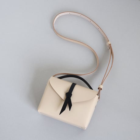 [ ori series]  折りボックスバッグ ミニ ＃ベージュｘ黒  / ori box bag mini  #beige x black