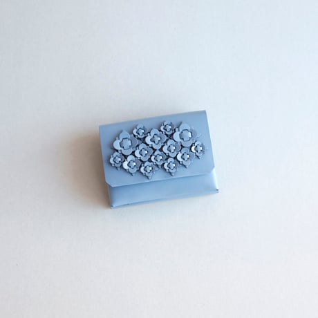 [花圃] フラワー ミニウォレット グレイブルー / [flower garden] flower mini wallet #grayblue
