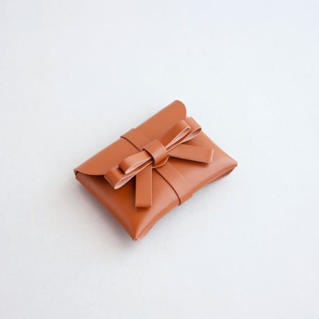 [archive] シワ・スジあり リボンカードケース＃キャメル / ribbon card case #camel
