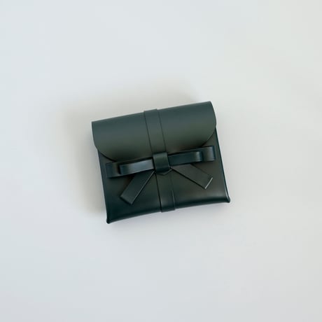 [sou series] リボン ショートウォレット #ダークグリーン / ribbon short wallet #D.green
