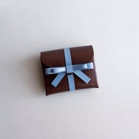 [sou series]  リボン ショートウォレット ブラウンxグレイブルー/ ribbon short wallet #brown x grayblue