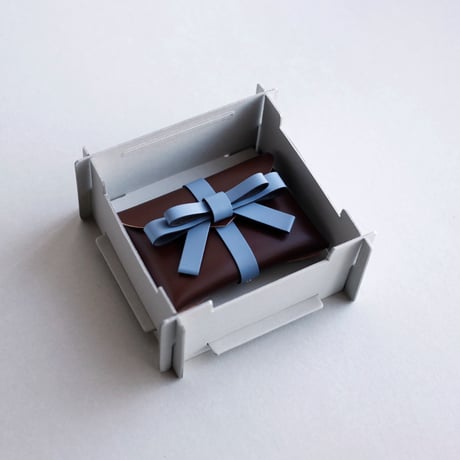 [ sou series] リボンカードケース＃ブラウンxグレイブルー / ribbon card case #brown x grayblue