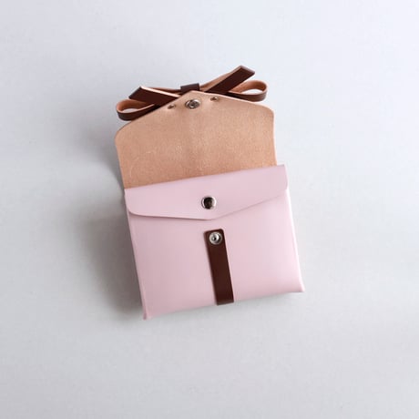 [sou series]  リボン ショートウォレット ピンクxブラウン / ribbon short wallet pink x brown