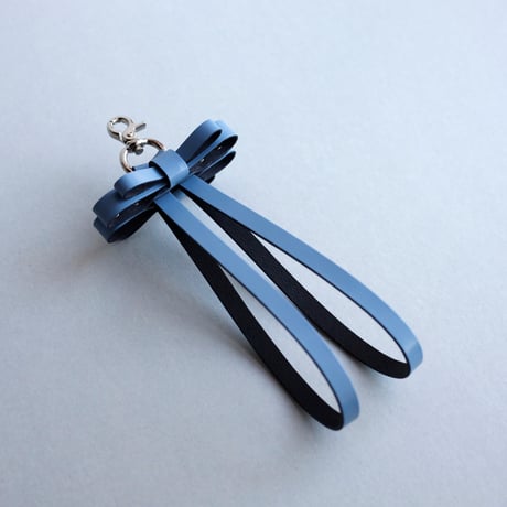 [archive] 黒点あり  リボン ハンドストラップ #グレイブルー / ribbon hand strap #grayblue