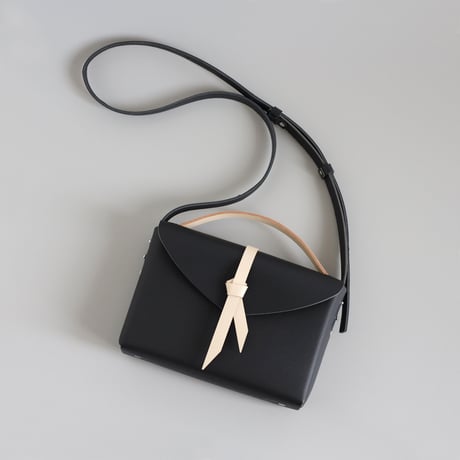 [ ori series]  折り ボックスバッグ スリム＃黒ｘベージュ   / ori box bag slim  #black x beige