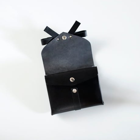 [sou series] リボン ショートウォレット 黒/ ribbon short wallet black