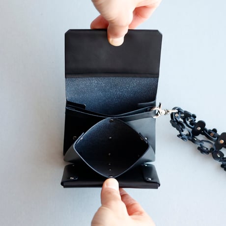 [花冠] フラワー ミニウォレット 黒 / [flower crown] flower mini wallet #black