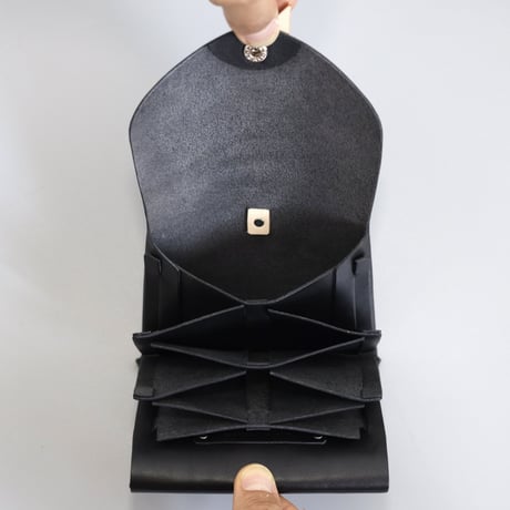 [ ori series] 折りショートウォレット＃黒xベージュ / ori short wallet #black x beige