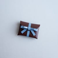 [ sou series] リボンカードケース＃ブラウンxグレイブルー / ribbon card case #brown x grayblue