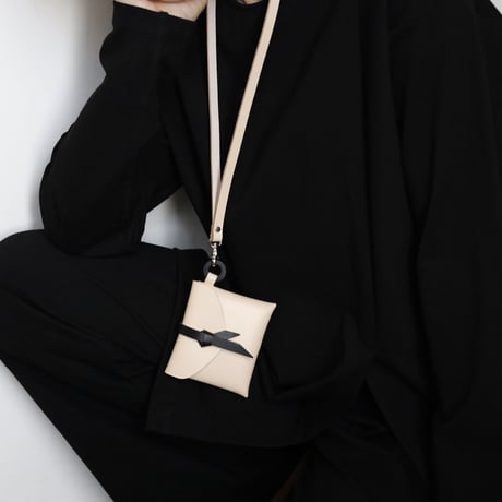 [ ori series] 折り ストラップケース＃ベージュx黒 / ori strap case #beige x black