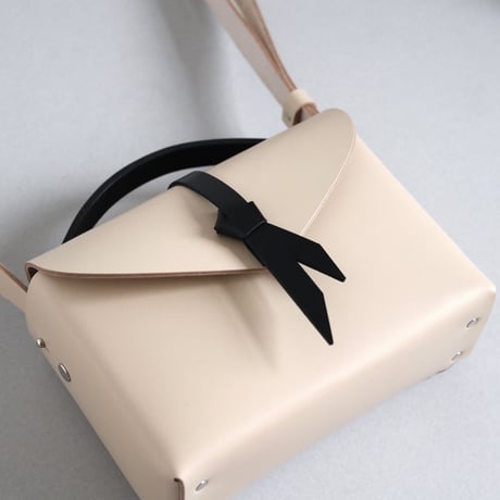 [ ori series]  折りボックスバッグ ミニ ＃ベージュｘ黒  / ori box bag mini  #beige x black