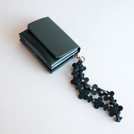[花冠] フラワー ミニウォレット D.グリーン / [flower crown] flower mini wallet #D.green