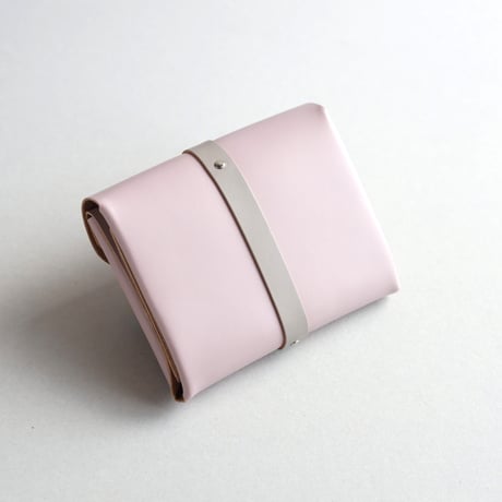 [archive]  シワ・黒点あり リボン ショートウォレット ピンクxグレージュ/ ribbon short wallet #pink x greige