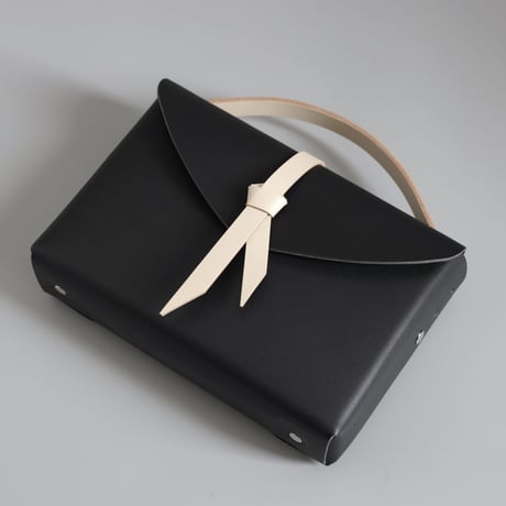 [ ori series]  折り ボックスバッグ スリム＃黒ｘベージュ   / ori box bag slim  #black x beige