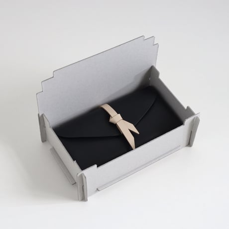 [ ori series] 折りロングウォレット マグ＃黒ｘベージュ / ori long wallet mag #black x beige