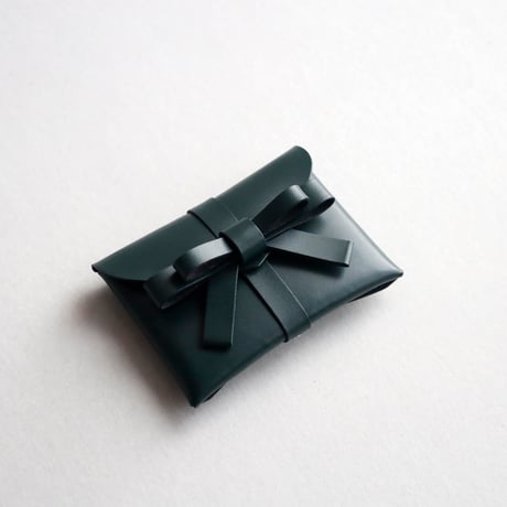 [archive] スジ・シワあり リボンカードケース＃ダークグリーン / ribbon card case #D.green