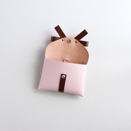 [ sou series] リボンカードケース＃ピンクxブラウン / ribbon card case #pink x brown