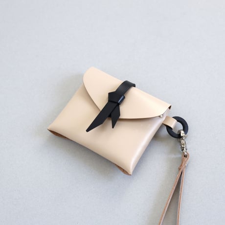 [ ori series] 折り ストラップケース＃ベージュx黒 / ori strap case #beige x black