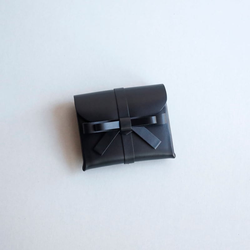 sou series] リボン ショートウォレット 黒/ ribbon short wall