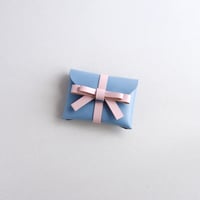 [ sou series] リボンカードケース＃グレイブルーxピンク / ribbon card case #grayblue x pink