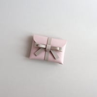 [archive] シワ・黒点あり リボンカードケース＃ピンクxグレージュ / ribbon card case #pink x greige