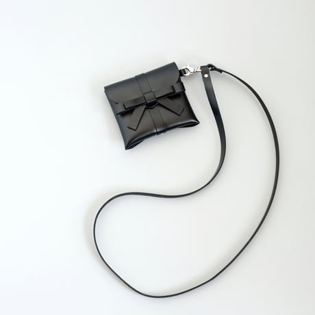 [ sou series] リボン ストラップケース #黒 / ribbon strap case #black