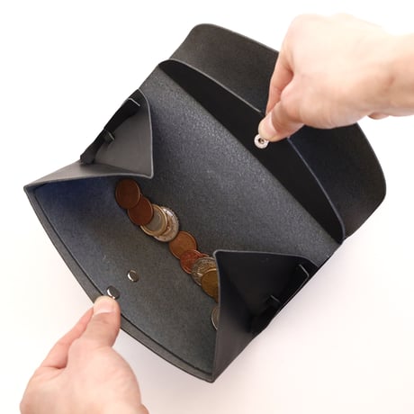 [ ori series] 折りロングウォレット マグ＃黒ｘベージュ / ori long wallet mag #black x beige