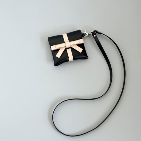 [ sou series] リボン ストラップケース #黒 / ribbon strap case #black