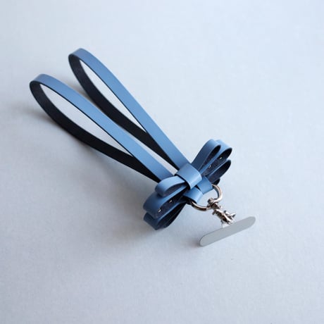 [archive] 黒点あり  リボン ハンドストラップ #グレイブルー / ribbon hand strap #grayblue
