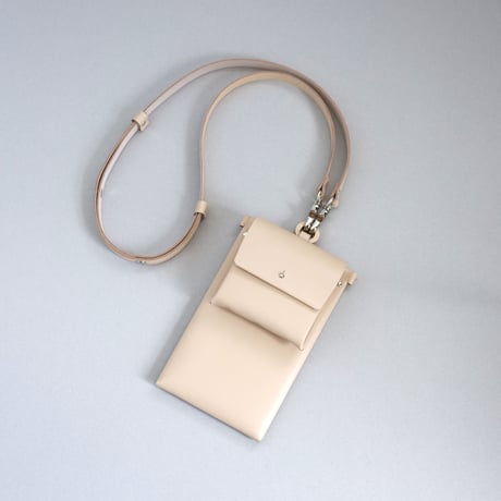 レザーショルダー phone case+wallet  ＃ベージュ/ leather shoulder phone case+wallet #beige