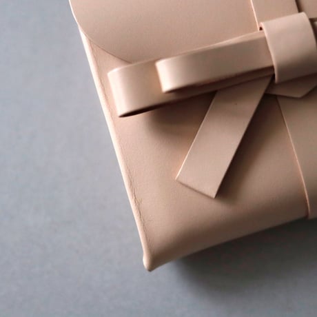 [archive] 皺あり リボン ショートウォレット ベージュ/ ribbon short wallet beige
