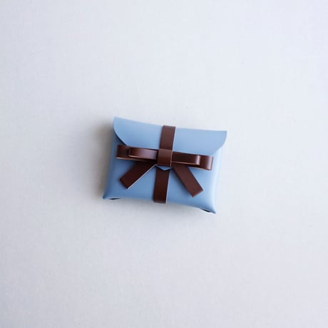 [ sou series] リボンカードケース＃グレイブルーxブラウン / ribbon card case #grayblue x brown