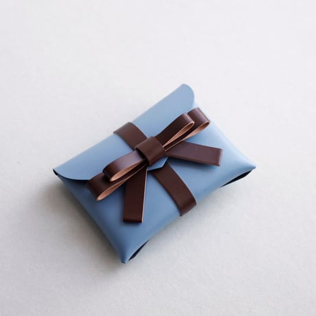 [ sou series] リボンカードケース＃グレイブルーxブラウン / ribbon card case #grayblue x brown