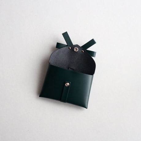 [archive] スジ・シワあり リボンカードケース＃ダークグリーン / ribbon card case #D.green