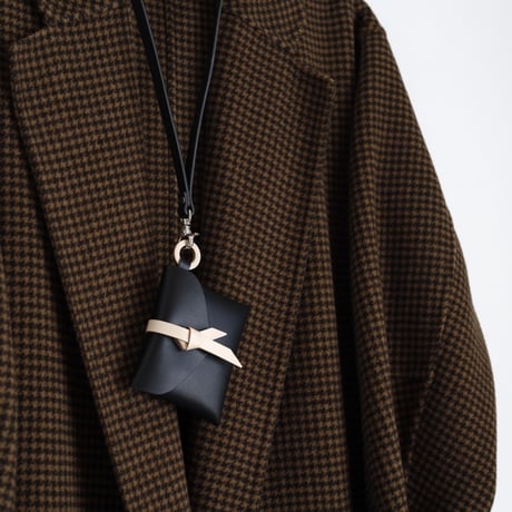 [ ori series] 折り ストラップケース＃黒xベージュ / ori strap case #black x beige