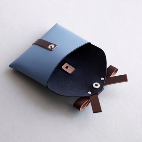[ sou series] リボンカードケース＃グレイブルーxブラウン / ribbon card case #grayblue x brown