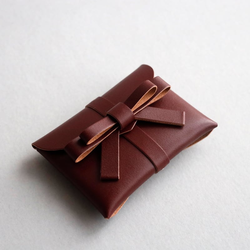 sou series] リボンカードケース＃レッドブラウン / ribbon card c