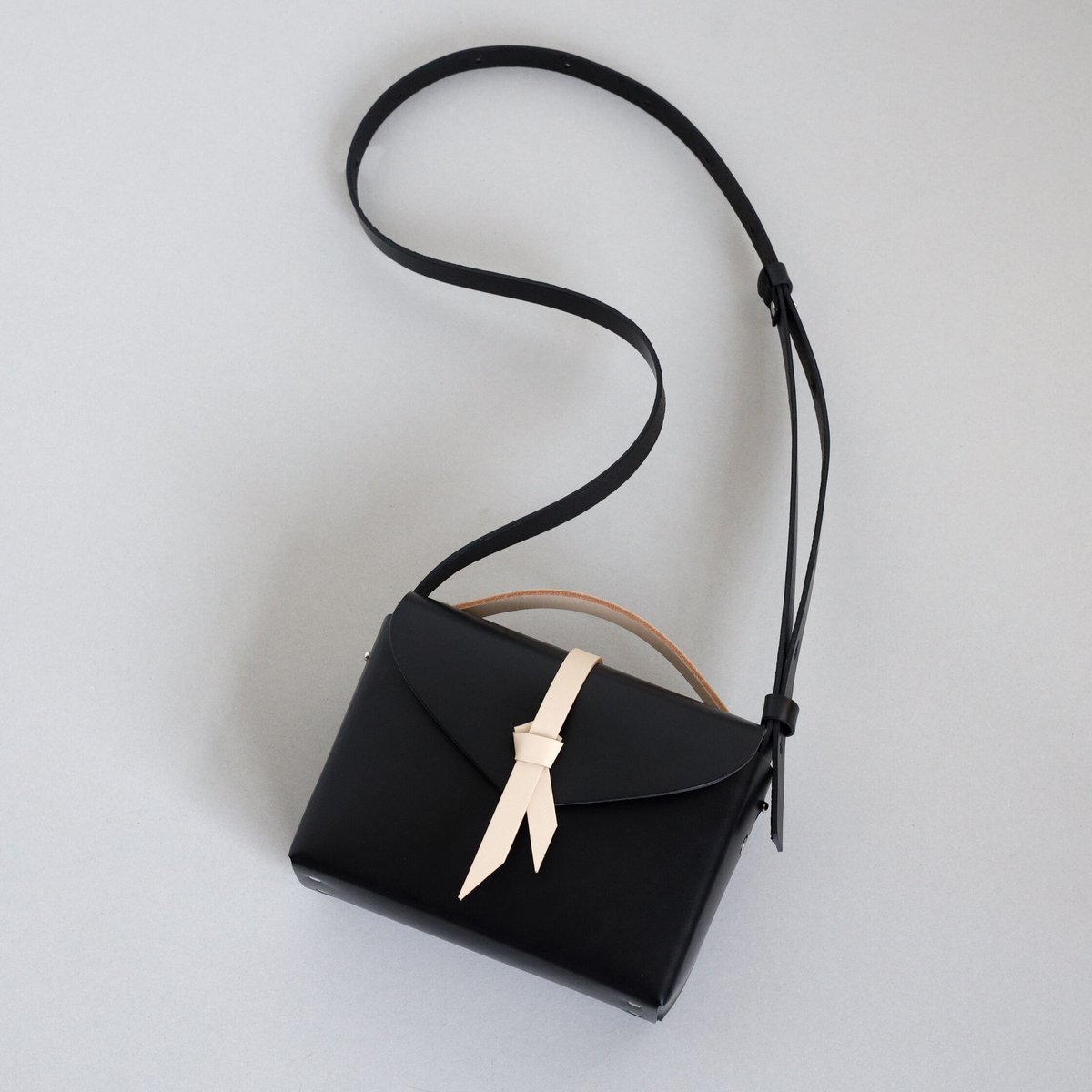 [ ori series] 折りボックスバッグ ミニ ＃黒xベージュ / ori box bag mini #black x beige