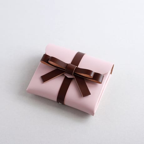 [sou series]  リボン ショートウォレット ピンクxブラウン / ribbon short wallet pink x brown
